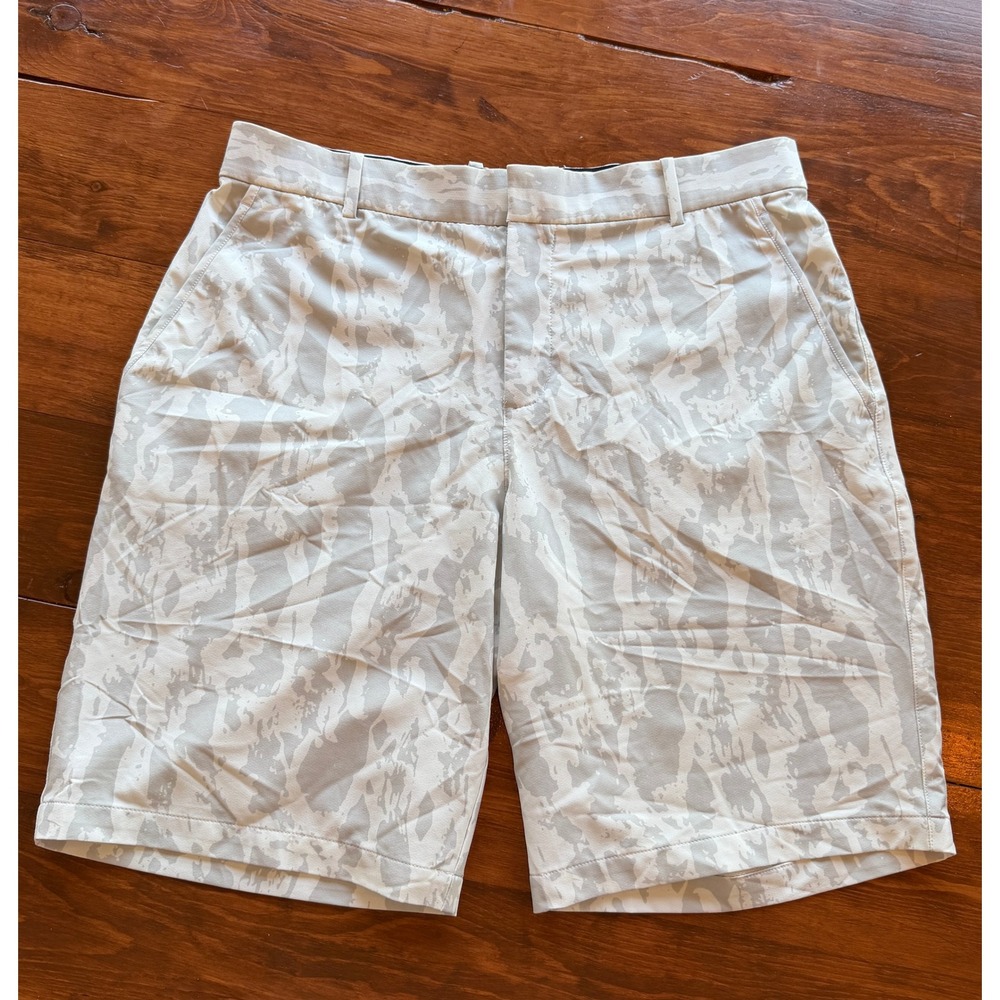 Nike Golf DRI-FIT Standard Fit‎ Shorts 34 Grey White Abstract Pattern Athletic